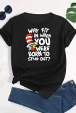 Black Letter Print O Neck Short Sleeve Casual Outing Plus Size Oversize T-Shirts
