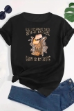 Black Graphcis Print O Neck Short Sleeve Casual Outing Plus Size Oversize T-Shirts