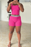 Black U Neck Sleeveless Tank Crop Tops And Shorts Casual Sportswear Two Pieces Shorts Set