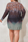 Multicolor Ombre Print Long Sleeve Tops Backless Halter Bikini Set Lace Up Mini Skirt Beach Vacation Three Piece Swimsuit Set (With Paddings)
