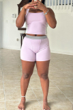 Black U Neck Sleeveless Tank Crop Tops And Shorts Casual Sportswear Two Pieces Shorts Set