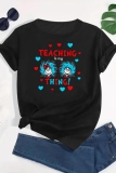 Black Letter Print O Neck Short Sleeve Casual Outing Plus Size Graphcis Oversize T-Shirts