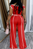 Black Oblique Collar Short Sleeve Crop Tops And Wide Leg Pants Casual Two Pieces Trouser Sets