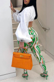 White Lace Up Turndown Collar Lantern Sleeve Crop Shirt