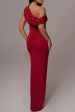 Black Sleeveless Oblique Collar Slit Formal Evening Party Prom Ruched Maxi Dresses