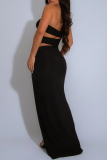 Pink Backless Sleeveless Strapless Metal Accessories Trim Hollow Out Slit Formal Evening Party Prom Maxi Dresses