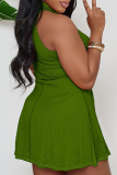 Claret Turndown Collar Sleeveless Casual Mini Dresses