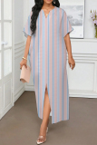 Multicolor Graphics Print Slit V Neck Half Sleeve Loose Casual Vacation Long Robe Dresses