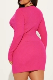 Black O Neck Long Sleeve Cut-Outs Front with Bow Tie Knitted Tops And Mini Skirt Casual Outings Two Pieces Dress Sets