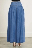 Medium Blue Casual Plus Size Wide Leg Jeans