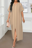 Multicolor Graphics Print Slit V Neck Half Sleeve Loose Casual Vacation Long Robe Dresses