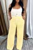 Black Casual Sportwear Letters Pocket Square Neck Sleeveless Vest and Drawstring Straight Pants Two Piece Trouser Sets