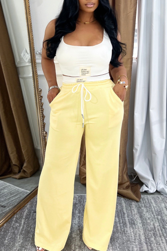 Black Casual Sportwear Letters Pocket Square Neck Sleeveless Vest and Drawstring Straight Pants Two Piece Trouser Sets