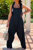 Green Sleeveless Backless Spaghetti Strap Casual Vacation Loose Slip Harem Jumpsuits