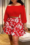 Black Off Shoulder 3/4 Lantern Sleeve Ruched Tops and A-line Shorts Vacation Plus Size Two Pieces Short Sets