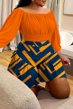 Black Off Shoulder 3/4 Lantern Sleeve Ruched Tops and A-line Shorts Vacation Plus Size Two Pieces Short Sets