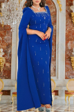 Red Hot Drill Square Neck Cape Sleeve Back-Slit Bodycorn Formal Evening Party Maxi Dresses