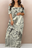 Multicolor Abstract Print V Neck Short Sleeve Fitted Casual Vacation Maxi Dresses