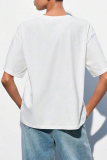 White Casual Girls Print O Neck Short Sleeve Loose T-Shirts Tops