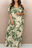 Multicolor Abstract Print V Neck Short Sleeve Fitted Casual Vacation Maxi Dresses