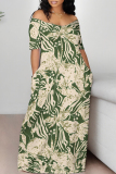 Multicolor Abstract Print V Neck Short Sleeve Fitted Casual Vacation Maxi Dresses