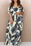 Multicolor Abstract Print V Neck Short Sleeve Fitted Casual Vacation Maxi Dresses