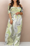 Multicolor Abstract Print V Neck Short Sleeve Fitted Casual Vacation Maxi Dresses