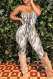 Green Tie-dye Print Sleeveless Strapless Tube Tops and Pants Bodycorn Two Piece Trouser Sets