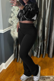 Green Casual Zipper Collar Long Sleeve Jackets and Skinny Flared Pants Two Piece Trouser Sets