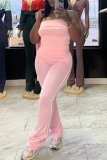 White Striped Casual Sportswear Stand-up Collar Long Sleeve Zipper Jackets Tube Tops and Flared Panst Three Piece Trouser Sets