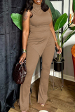 Black Slit Turtleneck Sleeveless Tops and Flared Pants Bodycon Casual Outing Two Piece Trouser Sets