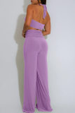 Green Sleeveless Backless Metal Accessories Trim Halter Crop Tops and Wide Leg Pants Casual Vacation Two Piece Trouser Sets