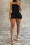 White Sleeveless Backless Cross Straps Back Skinny Cami Rompers