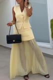 White Kintted V Neck Sleeveless Button up Waistcoat and Gauze See-through Maxi Skirts Casual Vacation Two Piece Dress Sets