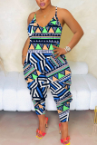 Red Casual Graphic Print Sleeveless Backless Harem Loose Plus Size Cami Jumpsuits