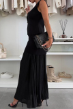 White Kintted V Neck Sleeveless Button up Waistcoat and Gauze See-through Maxi Skirts Casual Vacation Two Piece Dress Sets