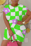 Multicolor Graphic Figure Print O Neck Short Sleeve Loose Casual Outing Plus Size Mini T-shirt Dress