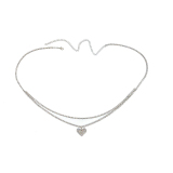 Silver Heart Shaped Charm Rhinestone Decor Belly Waist Chain