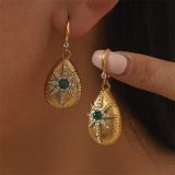 Green Casual Party Water Drop Pendant Rhinestone Decor Dangle Earrings