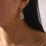 Green Casual Party Water Drop Pendant Rhinestone Decor Dangle Earrings