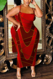 Blue Abstract Print Sleeveless Backless Bodycon Casual Party Vacation Plus Size Maxi Slip Dresses