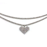 Silver Heart Shaped Charm Rhinestone Decor Belly Waist Chain