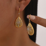 Green Casual Party Water Drop Pendant Rhinestone Decor Dangle Earrings