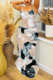 Rose Red Abstract Print Sleeveless Backless Bodycon Casual Party Vacation Plus Size Maxi Slip Dresses