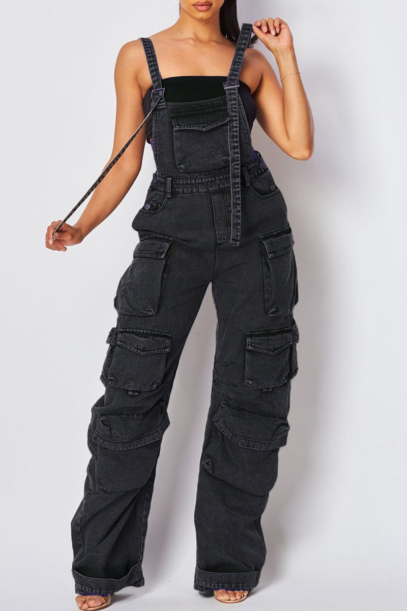 Tied Pocketed Spaghetti Strap Overalls