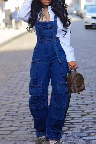 Black Grey Casual Sleeveless Backless with Pocket Spaghetti Strap Straight Leg Denim Cargo Overall Jumpsuits Black Grey Casual Sleeveless Backless with Pocket Spaghetti Strap Straight Leg Denim Cargo Overall Jumpsuits