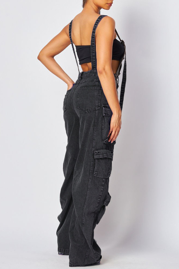 Pocketed Spaghetti Strap Denim Romper