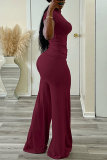 Black Casual Half A Turtleneck Short Sleeve T-shirt and Wide Leg Pants Two Piece Trouser Sets