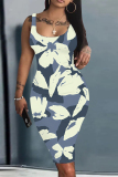 White U Neck Sleeveless Knee Length Casual Outings Plus Size Bodycon Vest Midi Dress