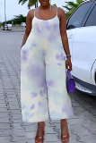 Pink Floral Print Off Shoulder Sleeveless Backless Spaghetti Strap Causl Outing Cami Jumpsuit